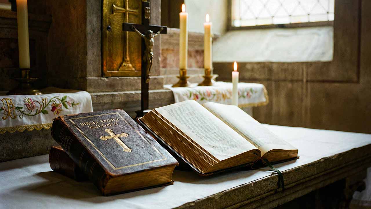 Catholic Bible on Altar